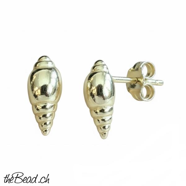 vergoldete muschel 925 sterling silber ohrstecker vergoldet