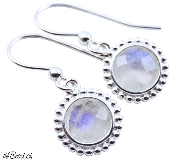 Ohrhänger mit Regenbogen Mondstein   925 sterling silber