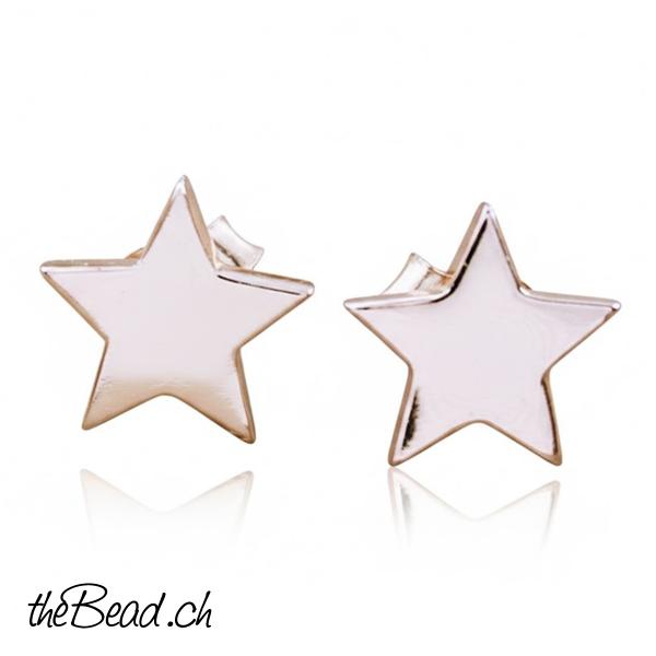 Silber Ohrstecker STERN rosegold vergoldet