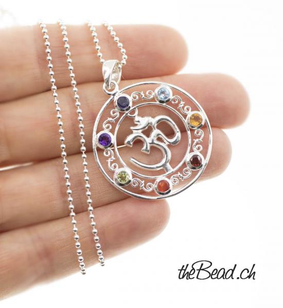 Chakra Silberschmuck OM anhänger Halskette Geschenkidee