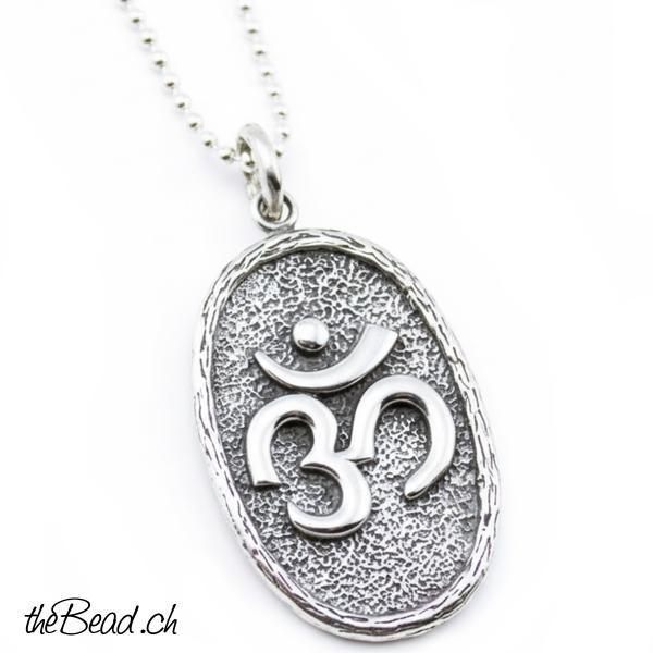 OM Anhänger mit 925 Sterling Silber mit Kugelkette Sterling