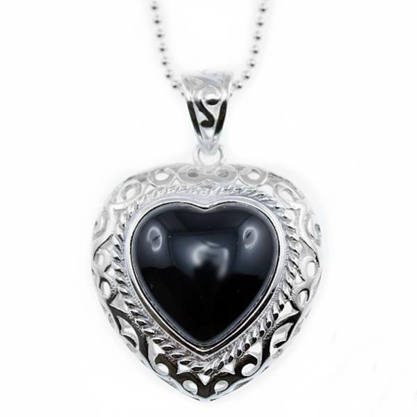 Damen Silberhalskette mit Onyx Stein