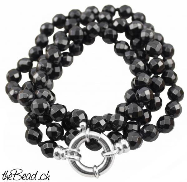 facettierte rauchquarz kugelkette silberkugel perlenkette mit 925 sterling silber
