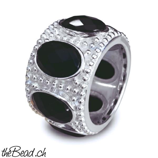 Bandring aus 925 Silber mit schwarzem Onyx
