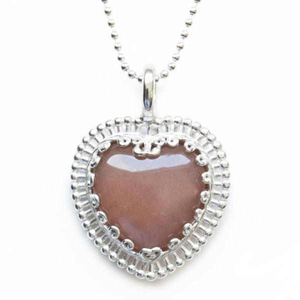 oranger mondstein Herz Anhänger Silberschmuck Onlineshop thebead