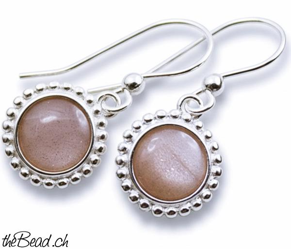 Ohrhänger mit orangem Mondstein   925 sterling silber