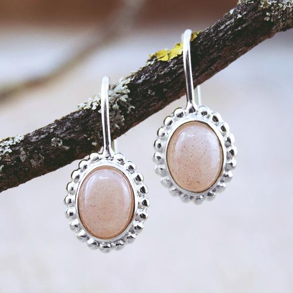 Ohrhänger mit orangen mondstein   925 sterling silber