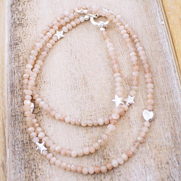 Silber  mondstein anhänger perlenhalskette