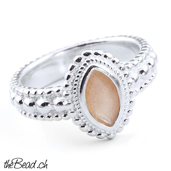 Silber Fingerring mit  labradorit edelsteinen und grünem amethyst sowie bergkristall