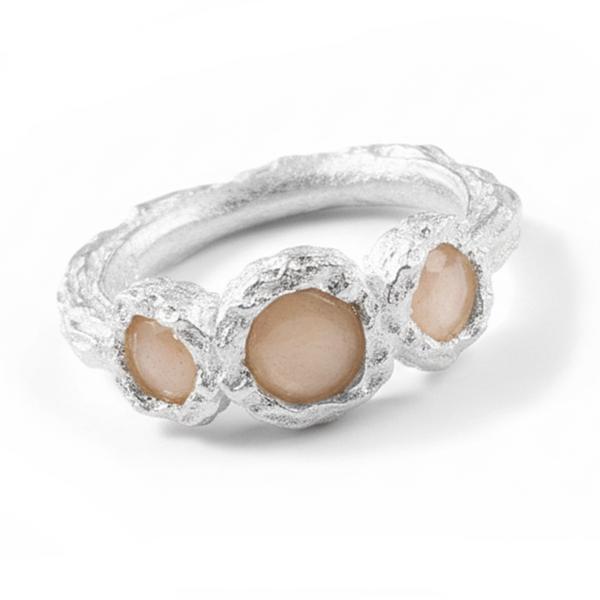 ring Silber Fingerring mit  mondstein edelsteinen und grünem amethyst sowie bergkristall