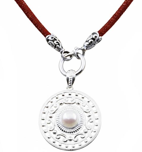 Lederhalskette mit Anhänger  mit 925 Sterling