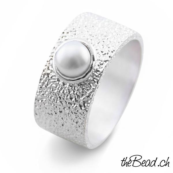 damen fingerring aus 925 sterling silber mit perle