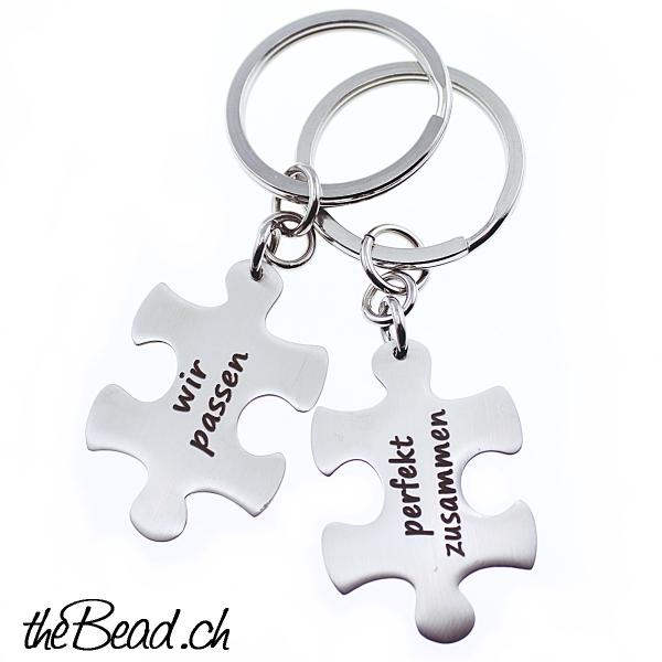 Puzzle, puzzles, schlüsselänhänger, schlüsselring, schlüsselringe, edelstahl, partnerschmuck, partneranhänger, freundschaftsschmuck, pärchen, geschenkidee, geschenkideen