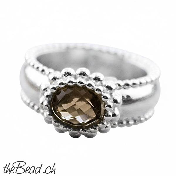silber finger ring und finger ringe aus echtsilber und Rauchquarz