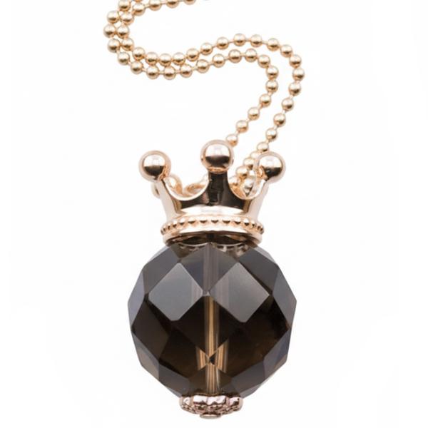 rosegold vergoldet rauchquarz mit Krone und Silberhalskette