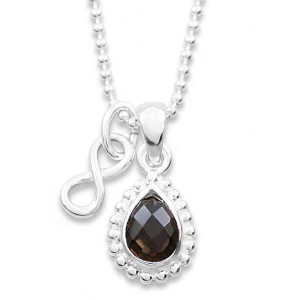 Rauchquarz mit Unendlichkeitszeichen und  silberhalskette