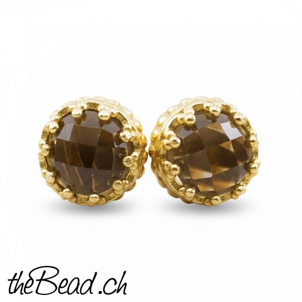 925 sterling silver rauchquarz ohrringe vergoldet