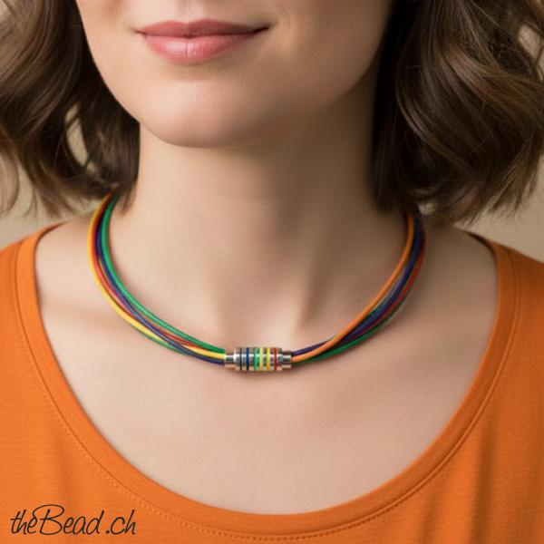 Lederkette Regenbogen