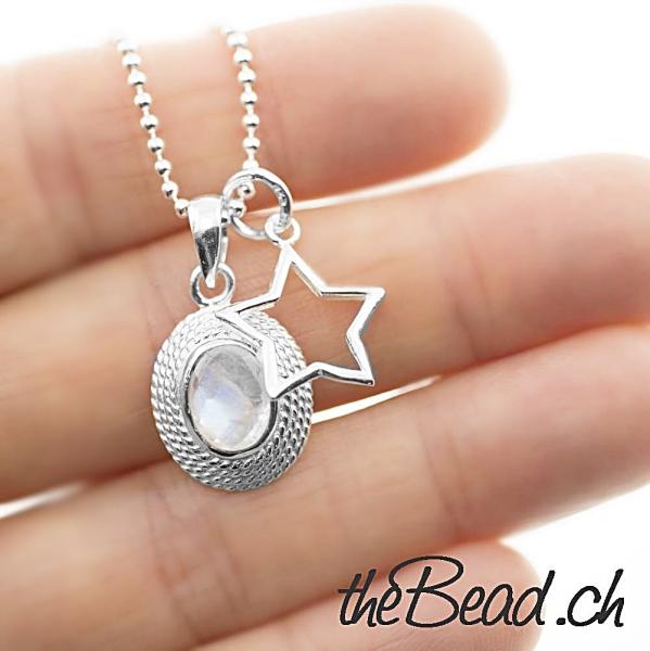 moonstone necklace with 925 silver