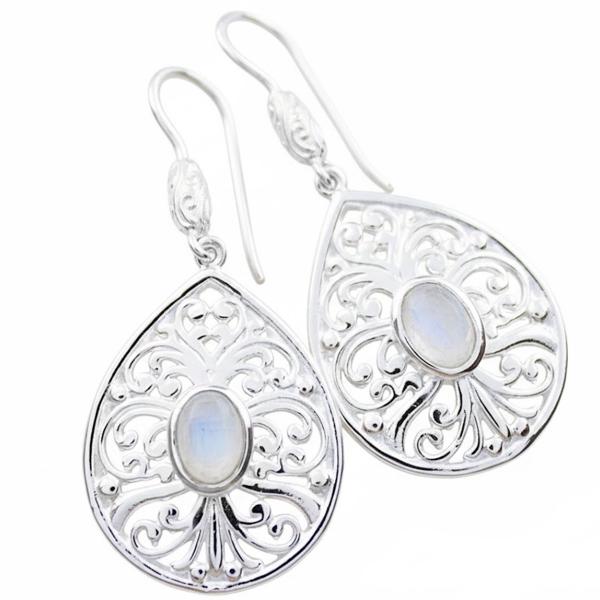 Regenbogen Mondstein Ohrhänger 925 Sterling Silber Ohrschmuck von theBead Schweiz