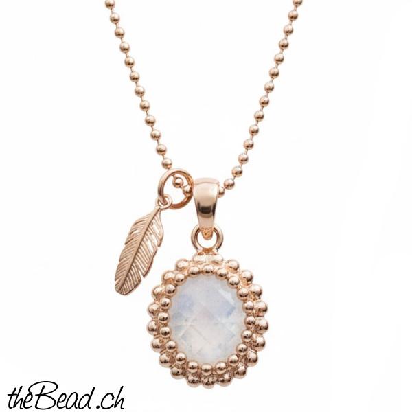 silber halskette mit regenbogen mondstein edelsteinschmuck online kaufen