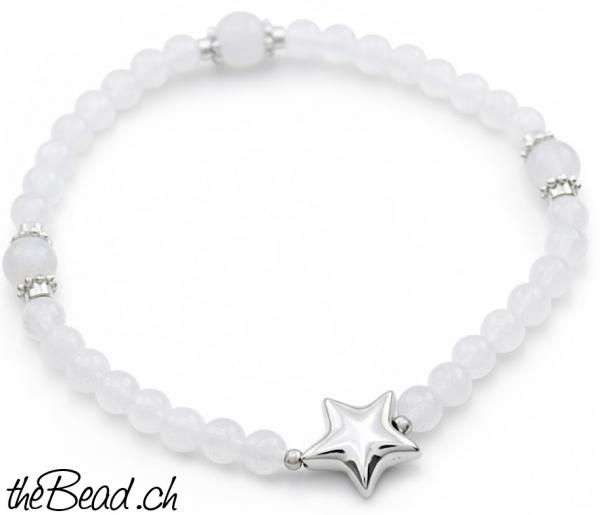 regenbogen mondstein steinarmband mit Stern