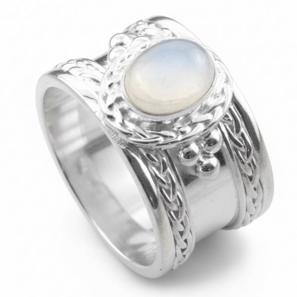 ring Silber Fingerring mit  mondstein edelsteinen und grünem amethyst sowie bergkristall