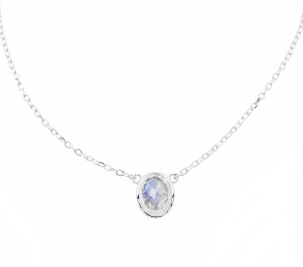 regenbogen mondstein 925 Sterling Silber Collier stern anhänger