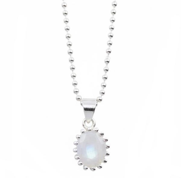 silber halskette mit regenbogen mondstein edelsteinschmuck online kaufen