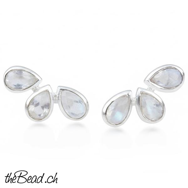 925 sterling silber ohrstecker mit regenbogenmondstein