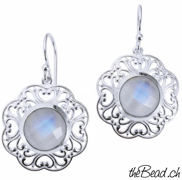 Regenbogen Mondstein  Ohrhänger aus 925 Sterling Silber Ohrschmuck Onlineshop schweiz