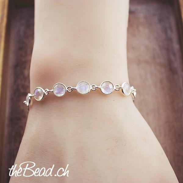 bracelet silber and moonstone