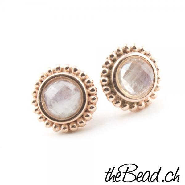 rosegold 925 sterling silber ohrstecker mit mondsteinen und mondstein