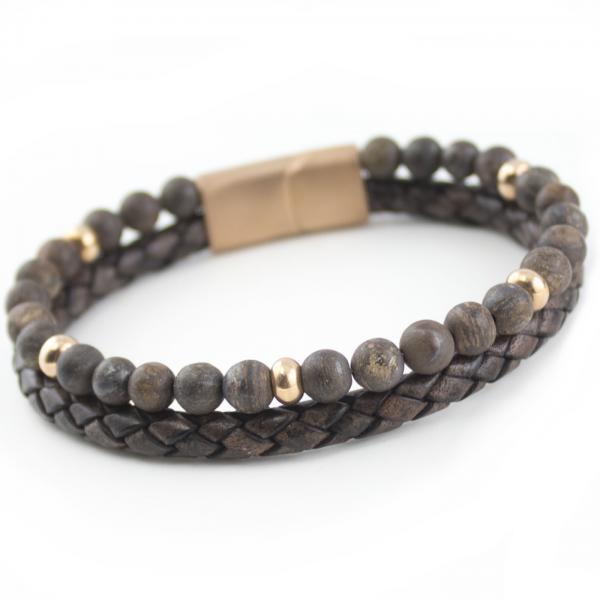magnetverschluss gravurarmband herrenarmband in braun mit gravur