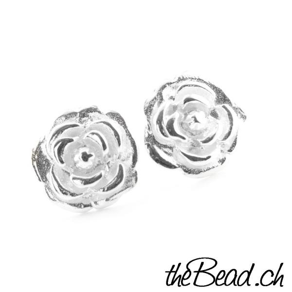 cute rose earrings made of sterling silver