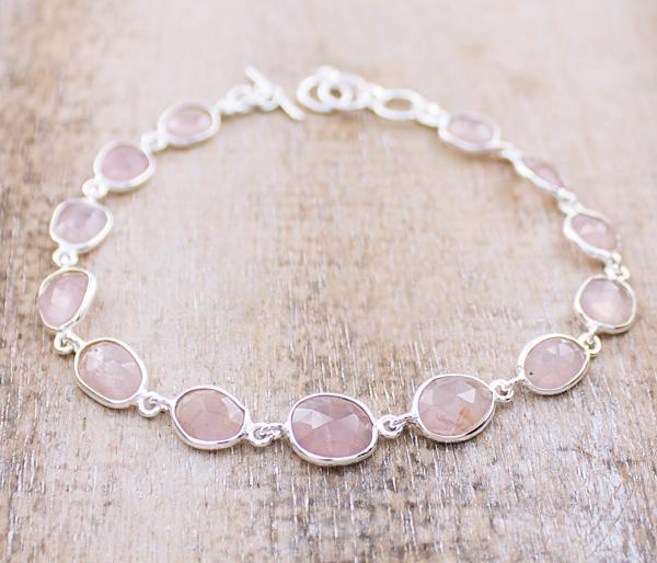 rose gemstone silver bracelet