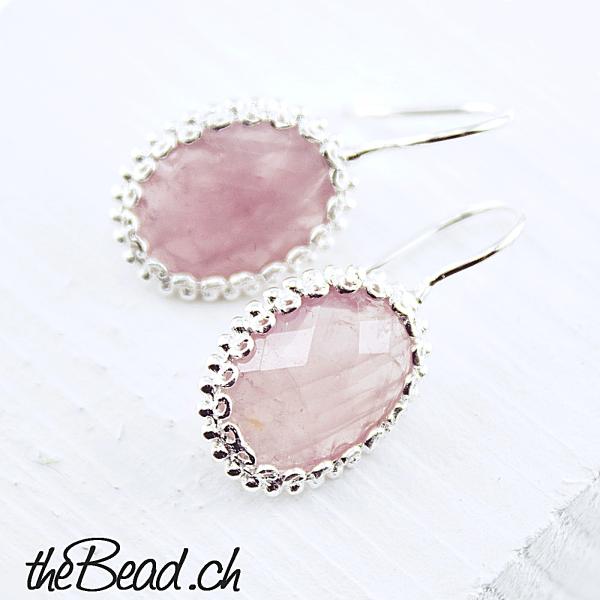 thebead earrings rose quarz