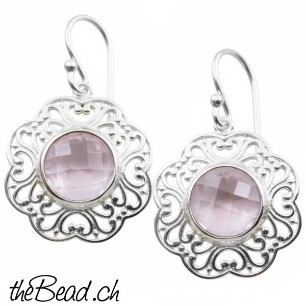 rosenquarz Ohrhänger aus 925 Sterling Silber Ohrschmuck Onlineshop schweiz