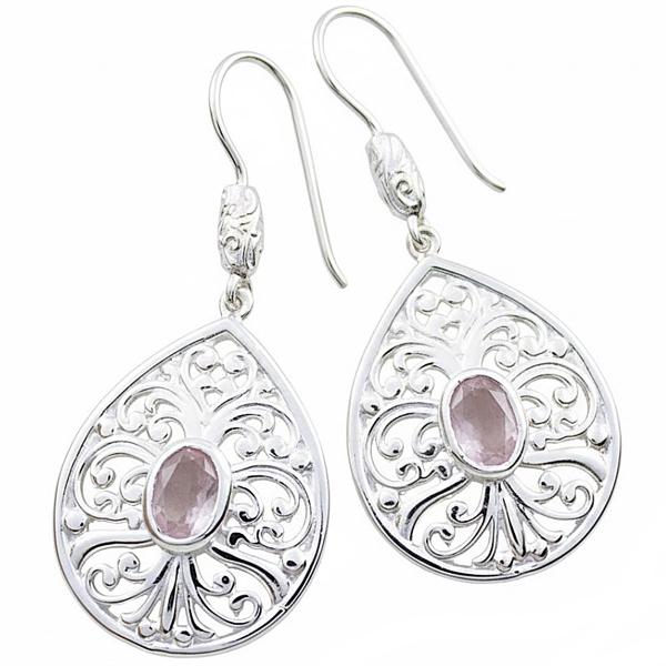Rosenquarz Ohrhänger 925 Sterling Silber Ohrschmuck von theBead Schweiz