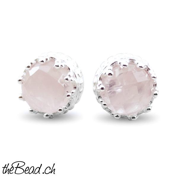 925 sterling silver rosenquarz ohrringe