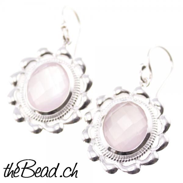 Rosequarz earrings 925 silver
