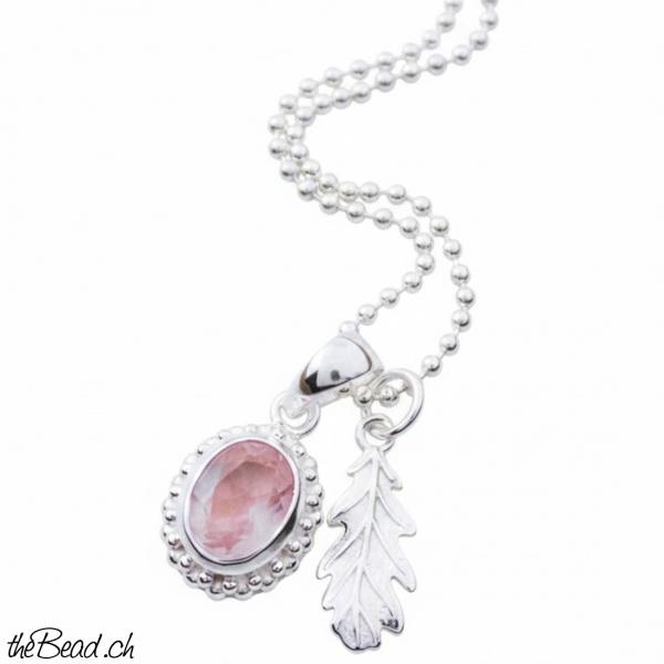 rosenquarz anhänger silberschmuck mit süssem maiskölbchen als schöne geschenkidee