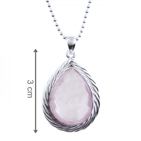 Damen Collier Silberkette mit Rosenquarz Anhänger silberkette mit rosenquarz anhänger