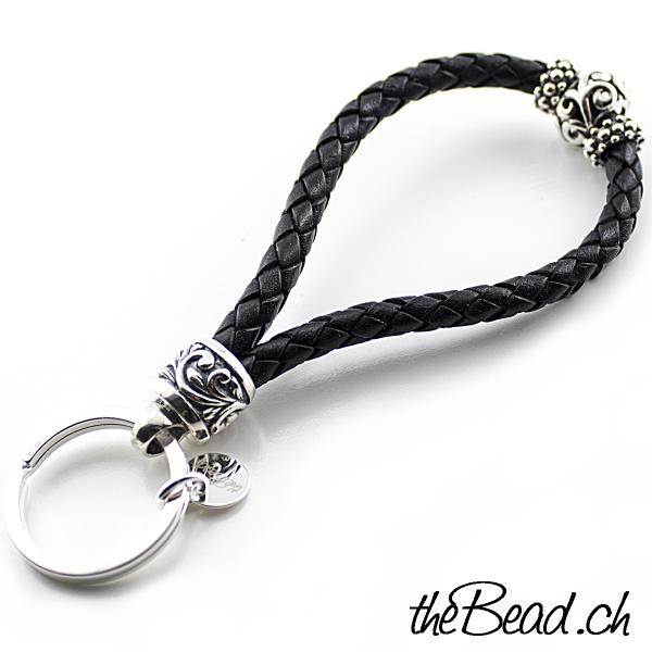 keychain made of 925 sterling silver and leather