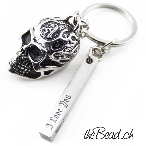 totenkopf skull  engraved