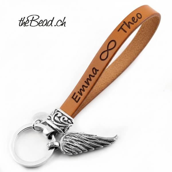 Feder Silber Schlüsselanhänger mit persönlicher Gravur graviert