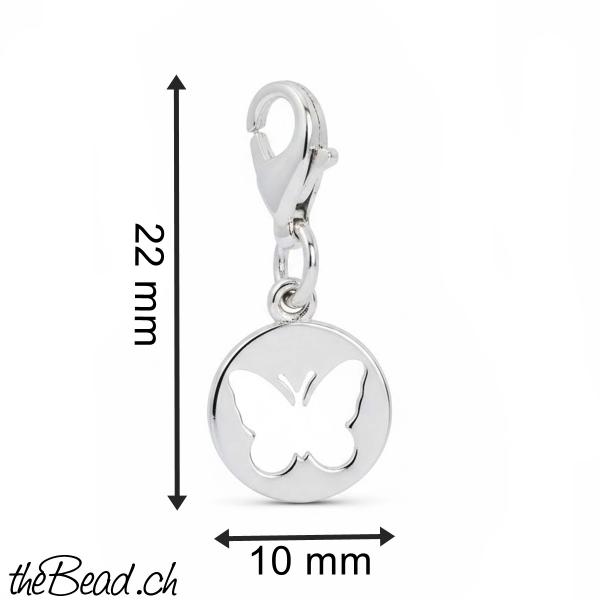 silber Charm Schmetterling mit Karabiner