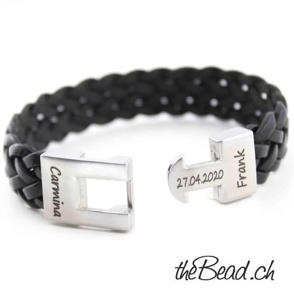 lederarmband mit gravur verschluss