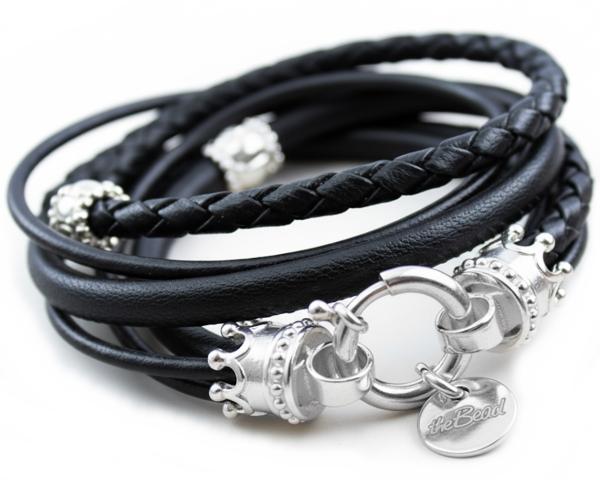 Damen Lederarmband 925 Silber und geflochtenes Leder theBead