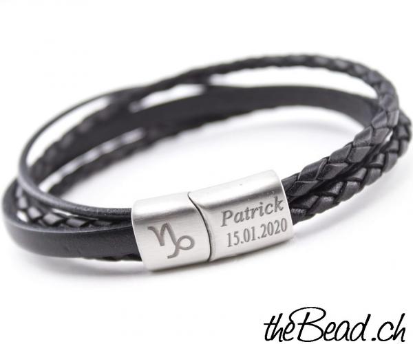 men leather bracelet with magnetic clasp